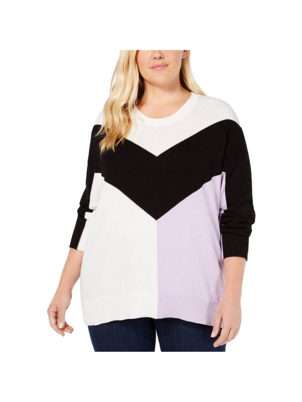 Tommy Hilfiger Purple Colorblock Sweater Sz 2x- Warm Oversized Cozy 90’s Y2K
